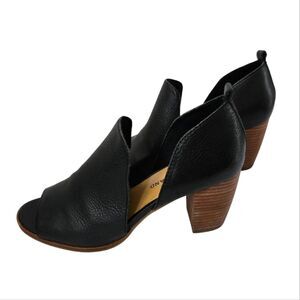 Lucky Brand LK-Junai Geniune Leather Block Heel Open Toe Heeled Sandals Sz 9.5M